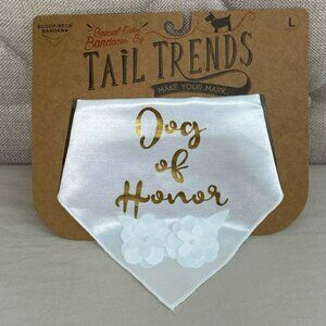 NEW Dog of Honor Wedding Bandana NWT White Gold Flower Adjustable